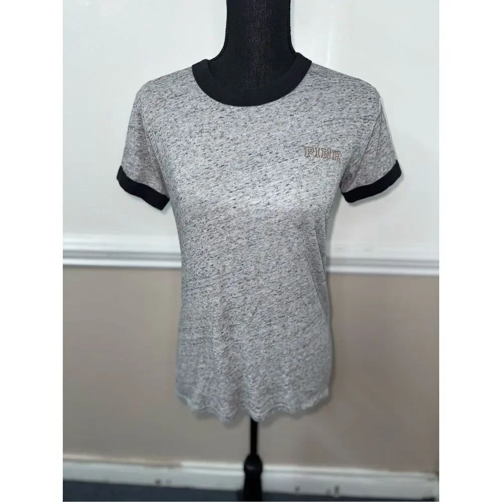 PINK Victoria’s Secret Short Sleeve Tee with Sequin Logo Size X-Small